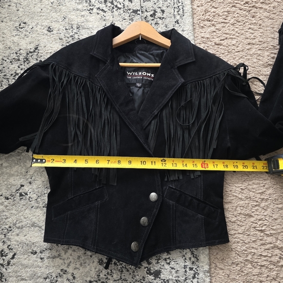 Vintage Wilsons Leather Suede Fringe Western Jacket Biker Gothic Rodeo Womens M - Picture 11 of 14